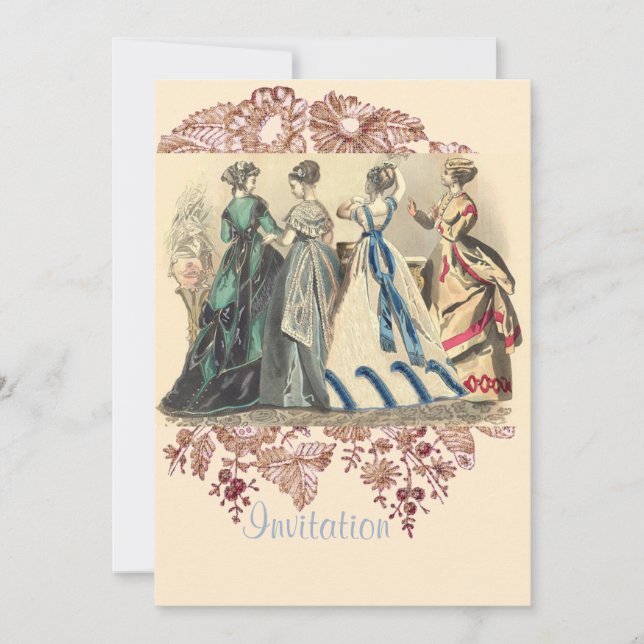 Elegant Victorian Ladies Fashions Invitation (Front)