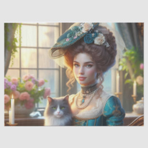 Elegant Victorian Lady and Cat   Tissue Paper