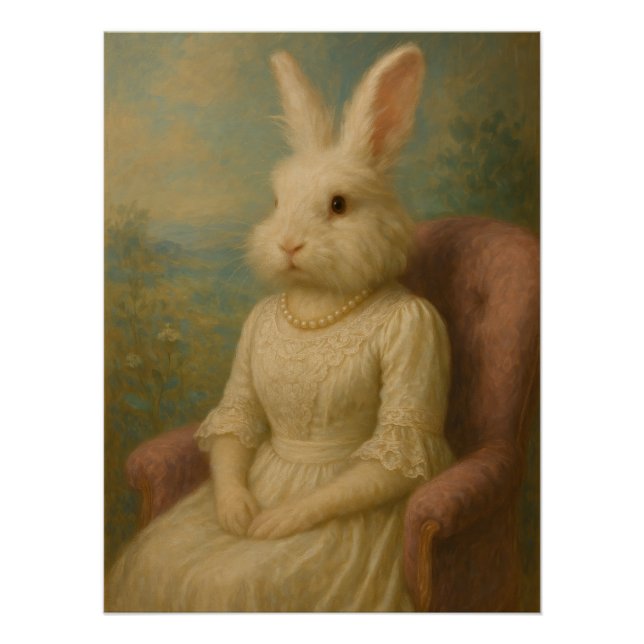 Elegant Victorian Lady Rabbit Anthropomorphic Poster (Front)