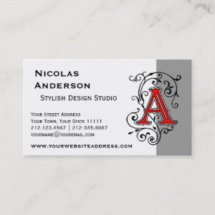 Elegant Victorian Letter A Monogram Business Card