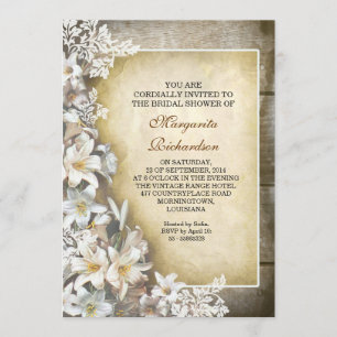 elegant victorian lilies bridal shower invitations