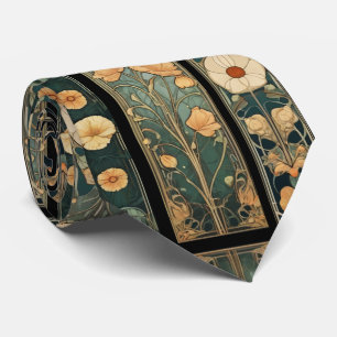 Elegant victorian moody art nouveau botanical tie