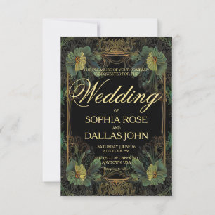 Elegant victorian moody dark botanical Wedding  Invitation