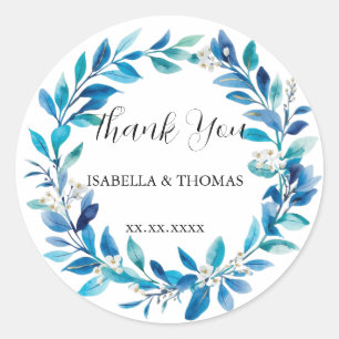 Elegant Victorian Navy Blue Lily Floral Botanical  Classic Round Sticker