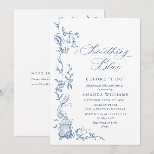 Elegant Victorian Ornate Blue Floral Bridal Shower Invitation