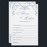 Elegant Victorian Ornate Blue Wishes & Advice Card<br><div class="desc">Personalise with the bride to be's name and date of shower. 
For further customisation,  please click the "customise further" link. If you need help,  contact me please.</div>
