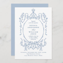 Elegant Victorian Ornate Floral Dusty Blue Wedding
