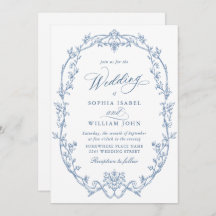 Elegant Victorian Ornate Floral Dusty Blue Wedding