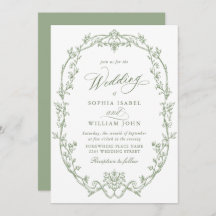 Elegant Victorian Ornate Floral Sage Green Wedding