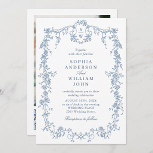 Elegant Victorian Ornate Frame Wedding QR code Invitation