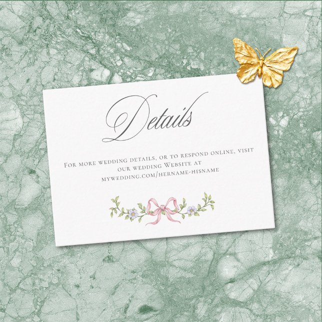 Elegant Victorian Pastel Floral Bow Wedding Detail Enclosure Card (Elegant Victorian Pastel Floral Bow Wedding Detail Enclosure Card)