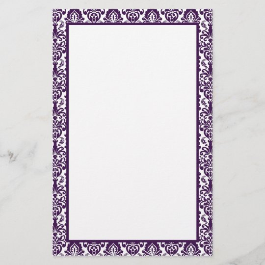 Elegant Victorian Purple Lace Damask Print Border Stationery | Zazzle.co.uk