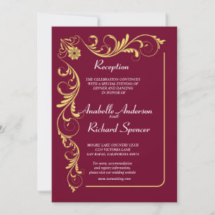 Elegant Victorian Reception Wedding Invitation