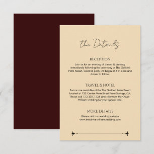 Elegant Victorian Red Gold Wedding Details Enclosure Card