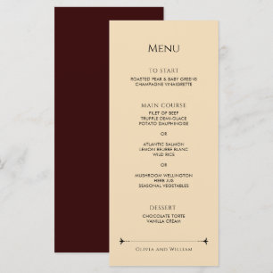 Elegant Victorian Red Gold Wedding Menu