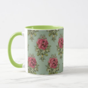 Elegant Victorian Red Rose Pattern Mug