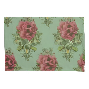 Elegant Victorian Red Rose Pattern Pillowcase