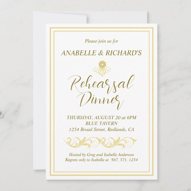Elegant Victorian Rehearsal Dinner Invitation (Front)