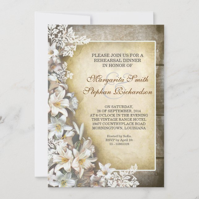 elegant victorian rehearsal dinner invitations (Front)