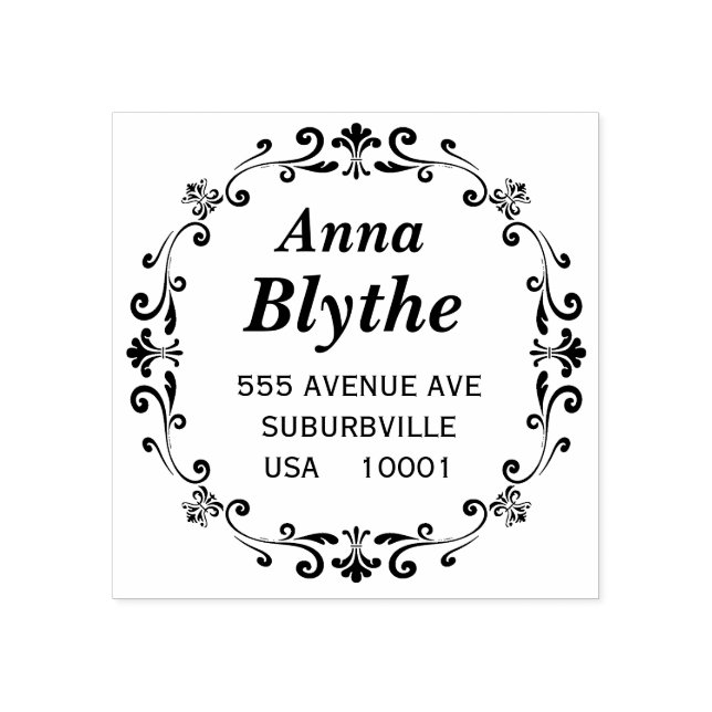 Elegant Victorian Return Address Custom Made Rubber Stamp (Imprint)