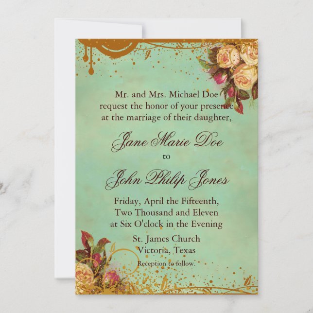 Elegant Victorian Rose Invitation (Front)