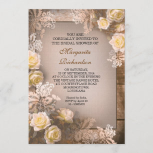 elegant victorian roses bridal shower invitations