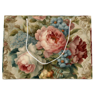 Elegant Victorian Roses, Garden Flowers Large Gift Bag