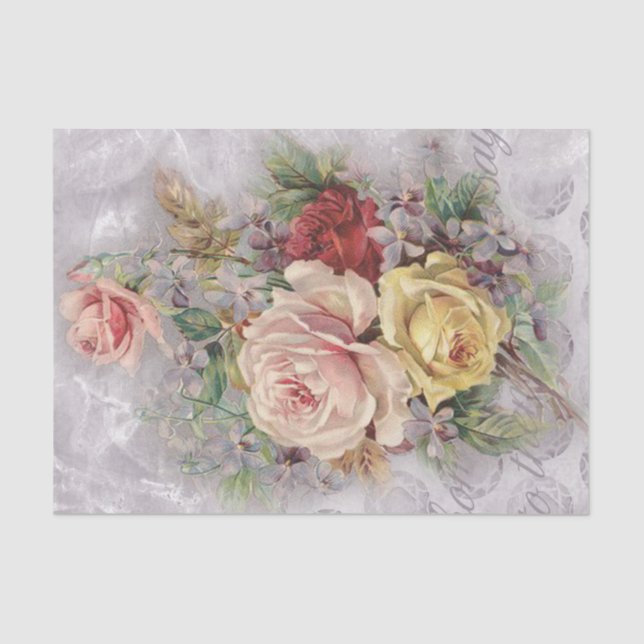 Elegant Victorian Roses Tissue Paper (Front)