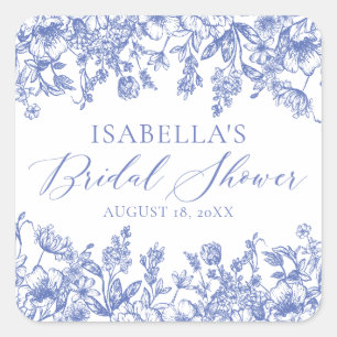Elegant Victorian Something Blue Bridal Shower Square Sticker