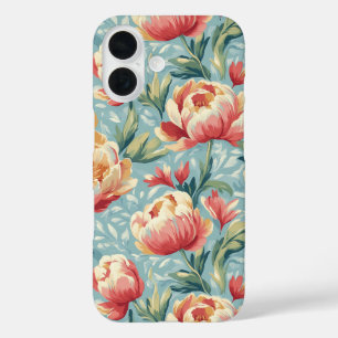 Elegant Victorian Style Floral Peonies Tulips iPhone 16 Case
