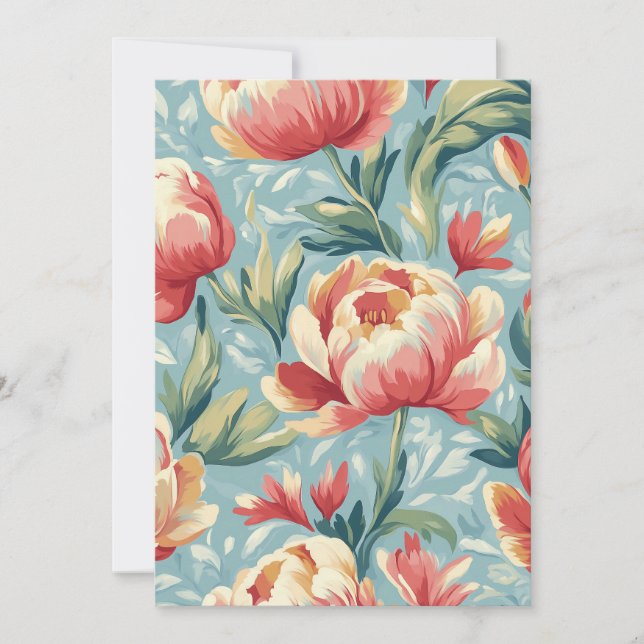 Elegant Victorian Style Floral Peonies Tulips Invitation (Front)