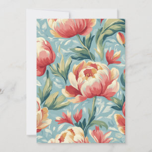 Elegant Victorian Style Floral Peonies Tulips Invitation