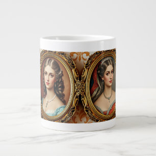 Elegant Victorian Style in Ornate Golden Frames Large Coffee Mug
