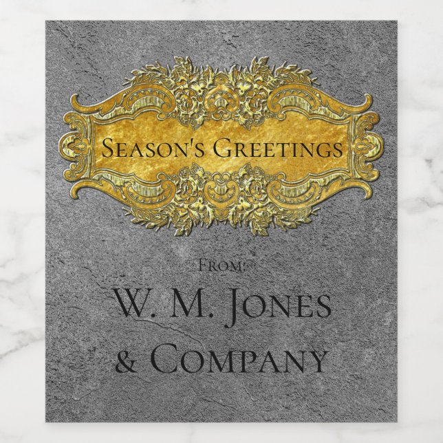 Elegant Victorian Style Pewter and Gold Your Text Wine Label (Single Label)