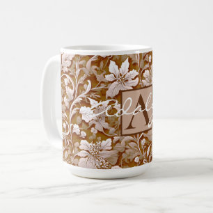 Elegant victorian terracotta boho white floral coffee mug
