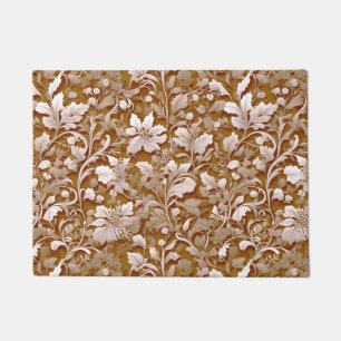 Elegant victorian terracotta boho white floral doormat