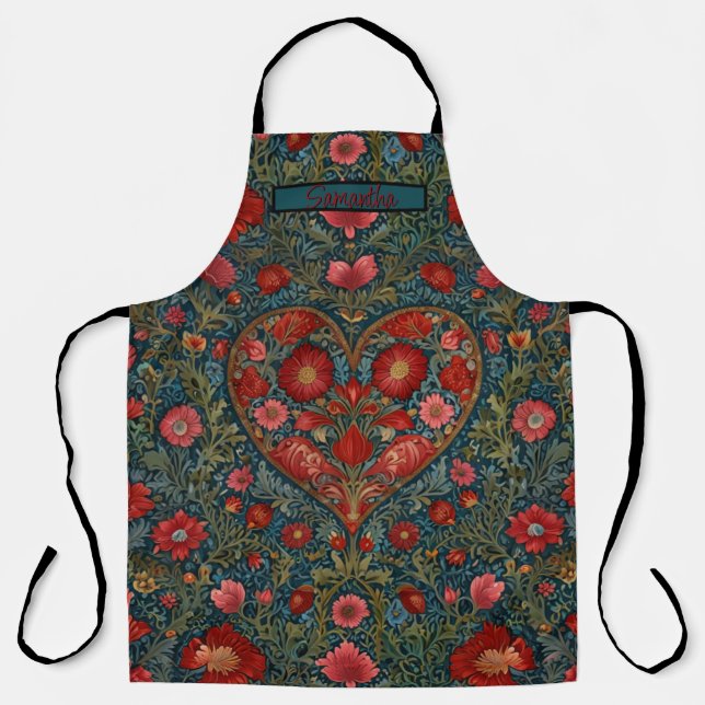 Elegant Victorian Valentines Day heart design Apron (Front)