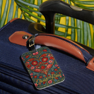 Elegant Victorian Valentines Day heart design Luggage Tag
