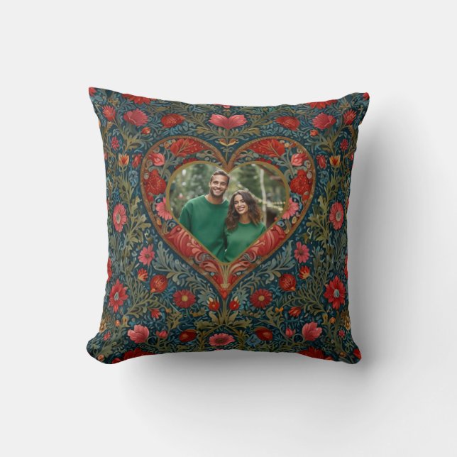 Elegant Victorian Valentines heart photo template Cushion (Front)