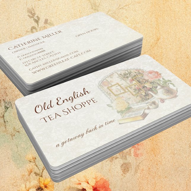 Elegant Victorian Vintage Antique Tea House Business Card (Creator Uploaded)