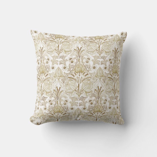 Elegant Victorian Vintage Beige Flowers Pattern Cushion (Front)