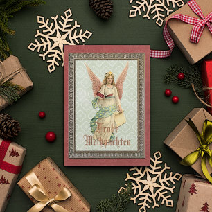 Elegant Victorian Vintage Christmas Angel Holiday Card