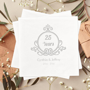 Elegant Victorian Wedding 25 Anniversary Foil Napkins