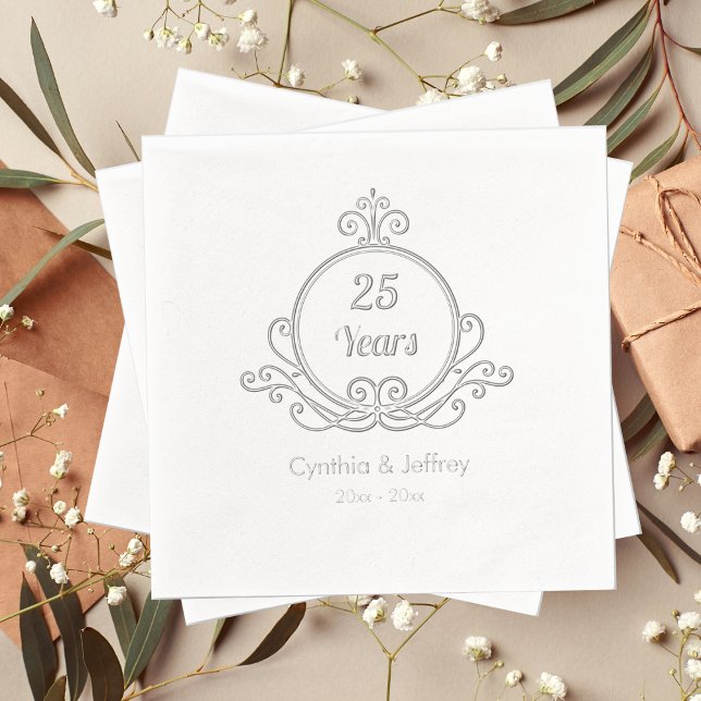 Elegant Victorian Wedding 25 Anniversary Foil Napkins (Creator Uploaded)