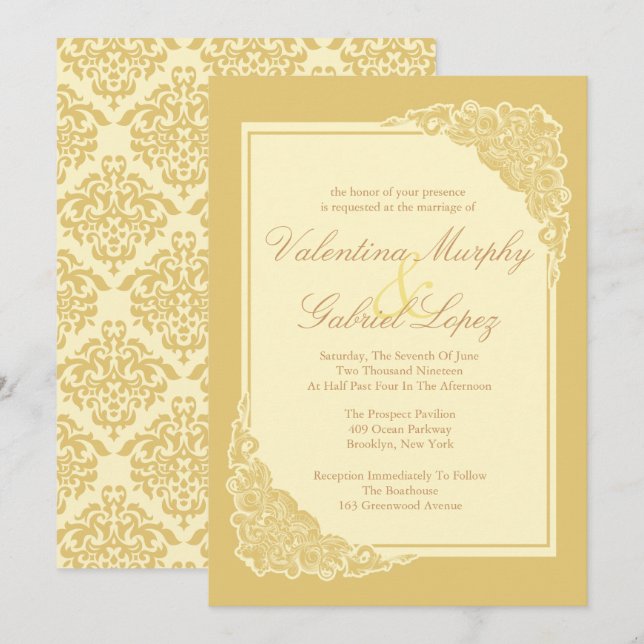 Elegant, Victorian Wedding Invitations (Front/Back)