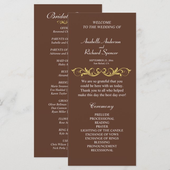 Elegant Victorian Wedding Program (Front/Back)