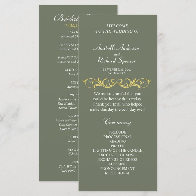 Elegant Victorian Wedding Program (Front/Back)