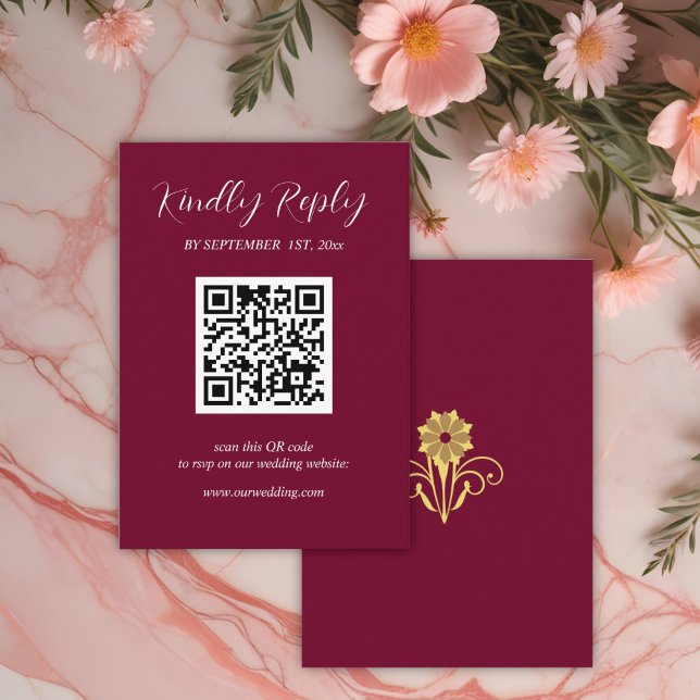 Elegant Victorian  Wedding RSVP QR Code Enclosure Card (Creator Uploaded)