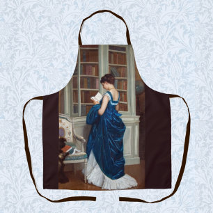 Elegant Victorian Woman Reading in Library  Apron