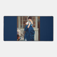 Elegant Victorian Woman Reading in Library